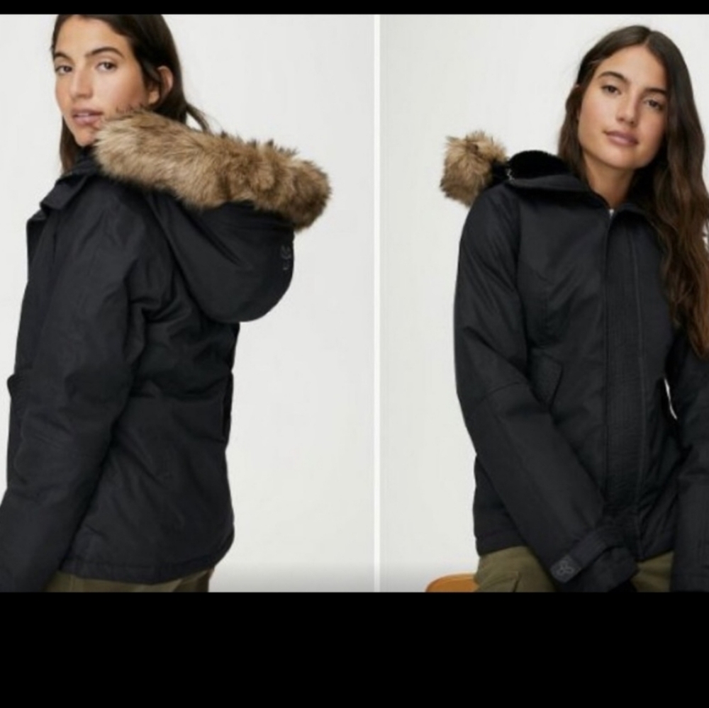 TNA Raven Black water resistant Parka / Bomber Jacket with hood